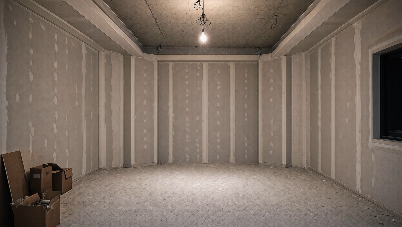 Empty room under construction — before